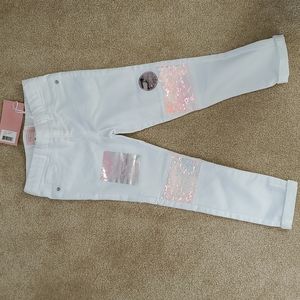 Size 6 White Pants with Flip Sequence Knee